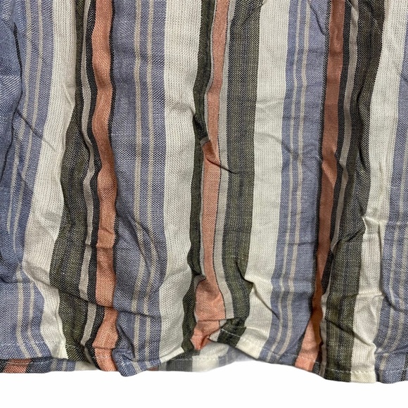 Dylan Boho Flowy Cotton Jean Striped Short Sleeve V Neck Ties Top Small S - Picture 8 of 12